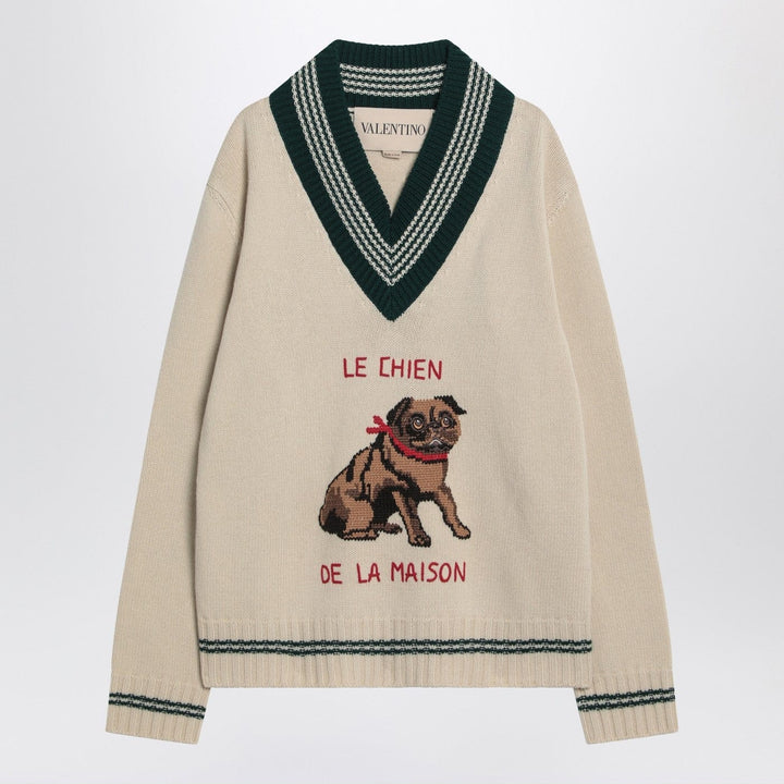 Shirts &amp; Tops Valentino - Butter-coloured sweater with Le Chien de la Maison embroidery Brand