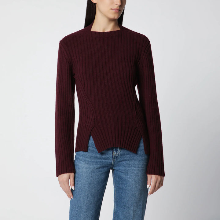 Victoria Beckham - Ribbed Sweater in Dark Grey Wool and Cashmere Brand Shirts &amp; Tops M