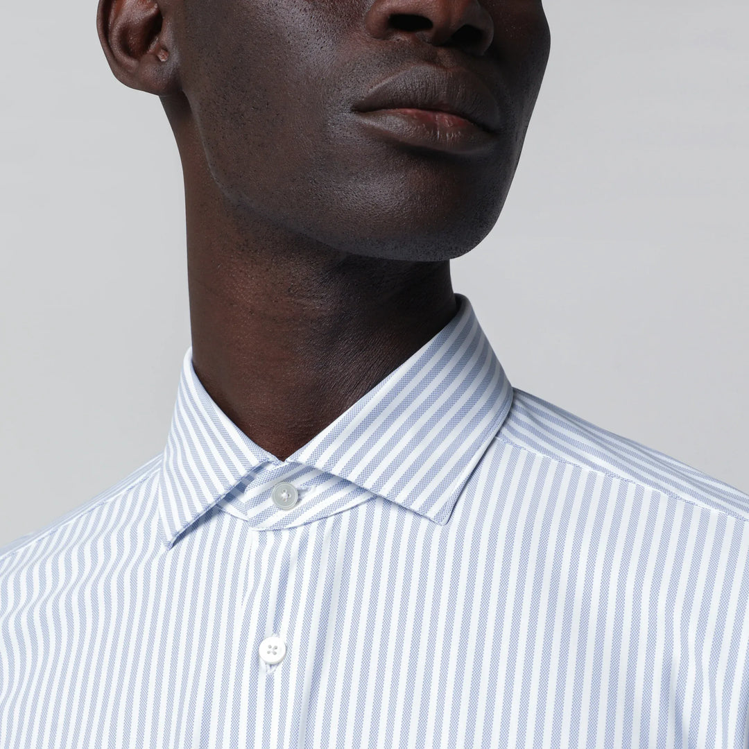 XACUS - White Active Striped Tailor Fit Shirt Brand Shirts &amp; Tops