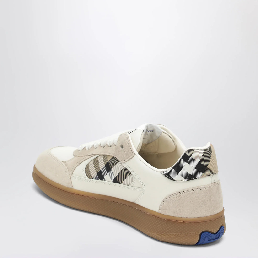 Burberry - Terrace leather and suede sneakers with beige check Brand Shoes