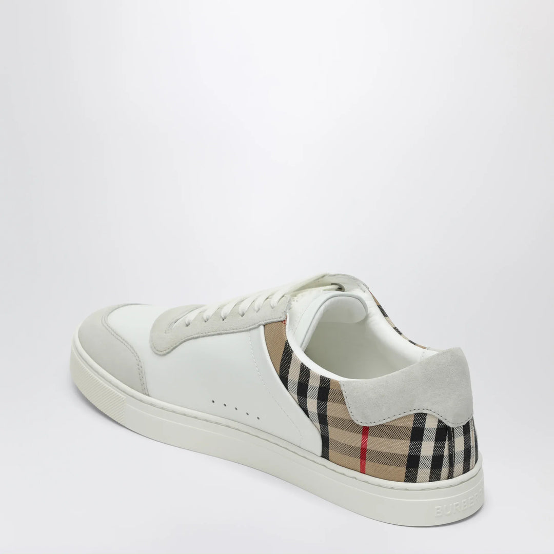 Burberry - White and Check leather sneakers Brand Shoes