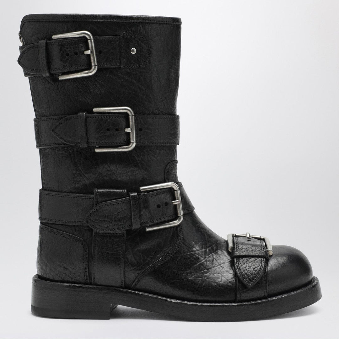 Shoes Dolce&Gabbana - Black leather boots with straps Brand