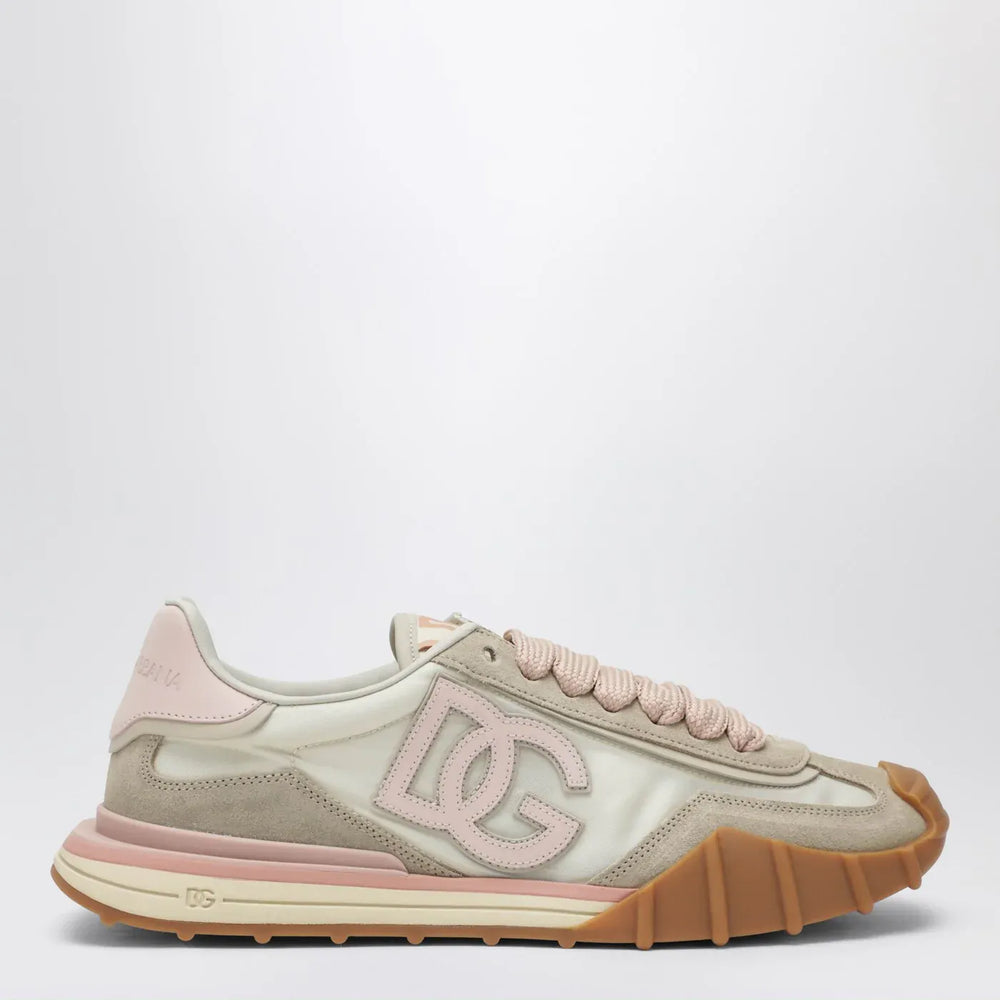Dolce&Gabbana - DG Athletic Sneakers in ivory and pink fabric and leather Brand Shoes 35,5 IT