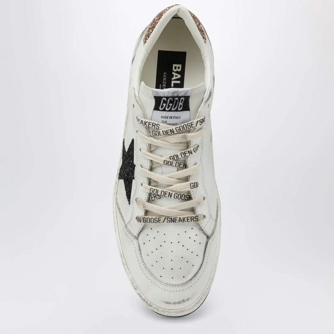 Golden Goose - White and black Ball Star sneakers with gold glitter Brand Shoes