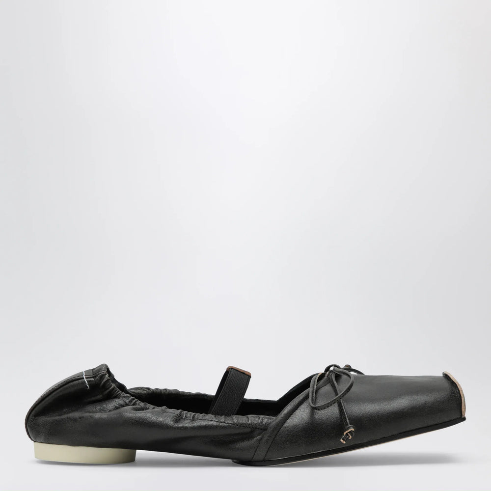 MM6 Maison Margiela - Square-toe ballerinas in brown calfskin leather Brand Shoes 36 IT