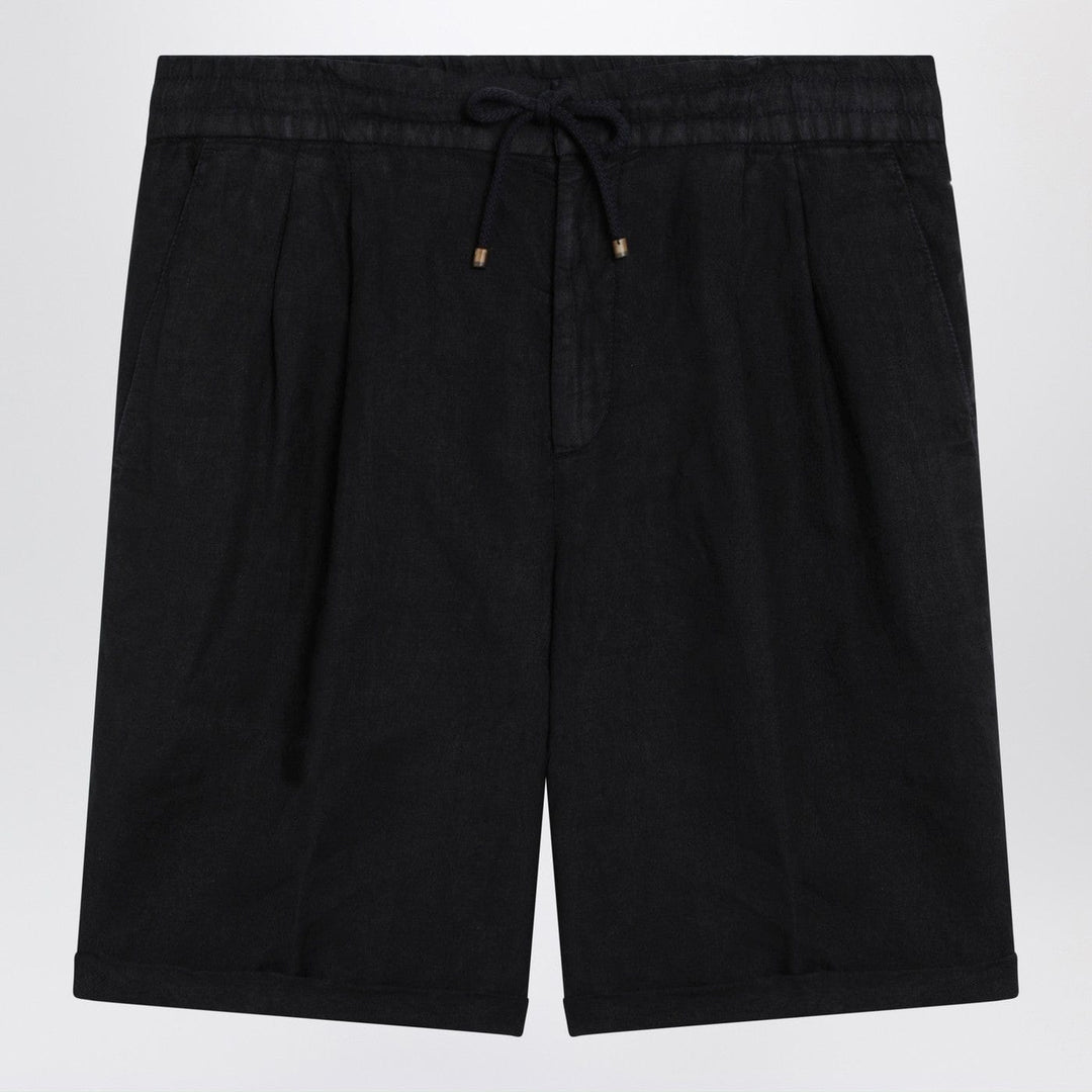 Shorts Brunello Cucinelli - Navy blue linen drawstring bermuda shorts Brand