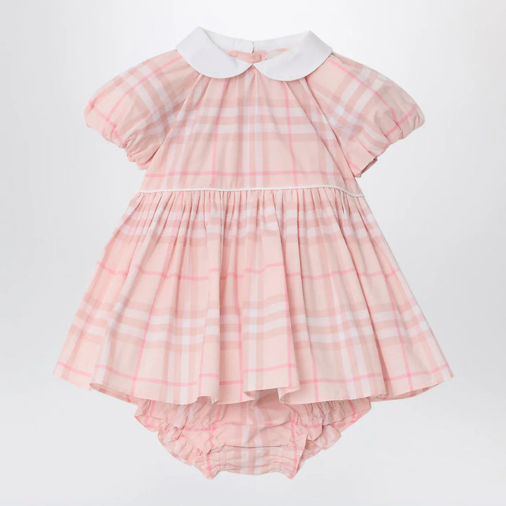 Burberry - Pink dress and bloomer shorts set with Check pattern Brand Shorts 9