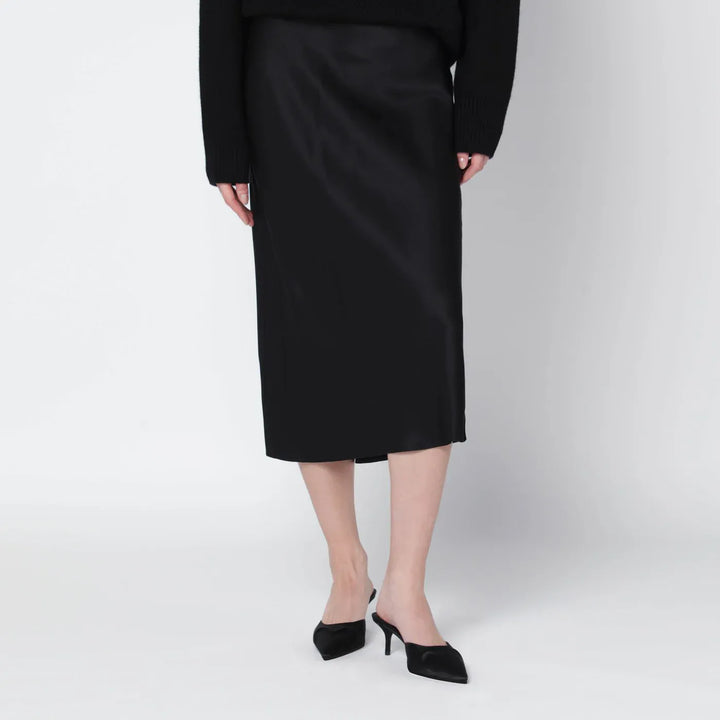 ANINE BING - Black silk Bar midi skirt Brand Skirts XS
