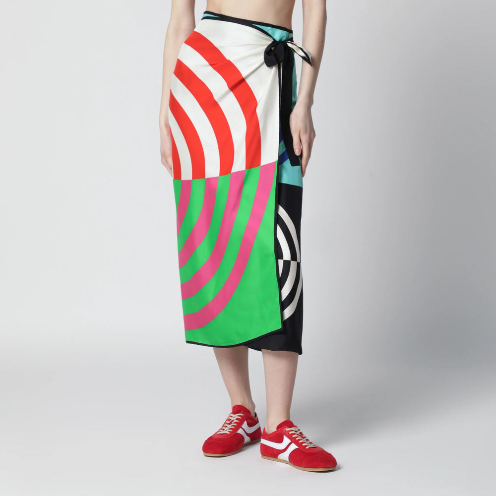 Dries Van Noten - Multicolor graphic print silk skirt Brand Skirts TU