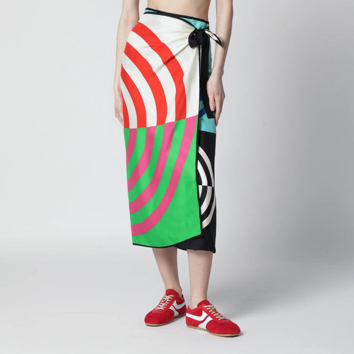 Dries Van Noten - Multicolor graphic print silk skirt Brand Skirts TU