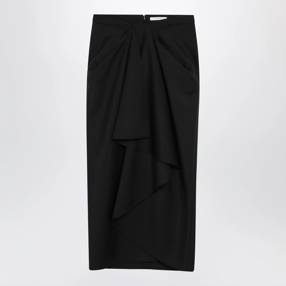 Givenchy - Draped skirt in black wool and mohair Brand Skirts 36  FR