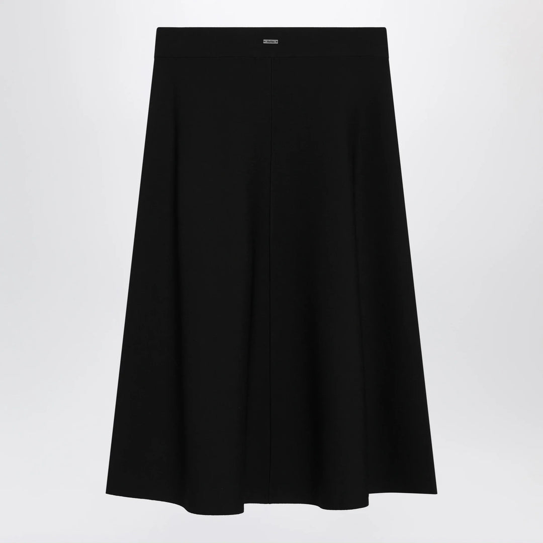 Max Mara - Flared midi skirt in viscose crêpe yarn, black Brand Skirts