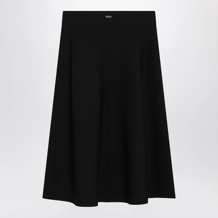 Max Mara - Flared midi skirt in viscose crêpe yarn, black Brand Skirts