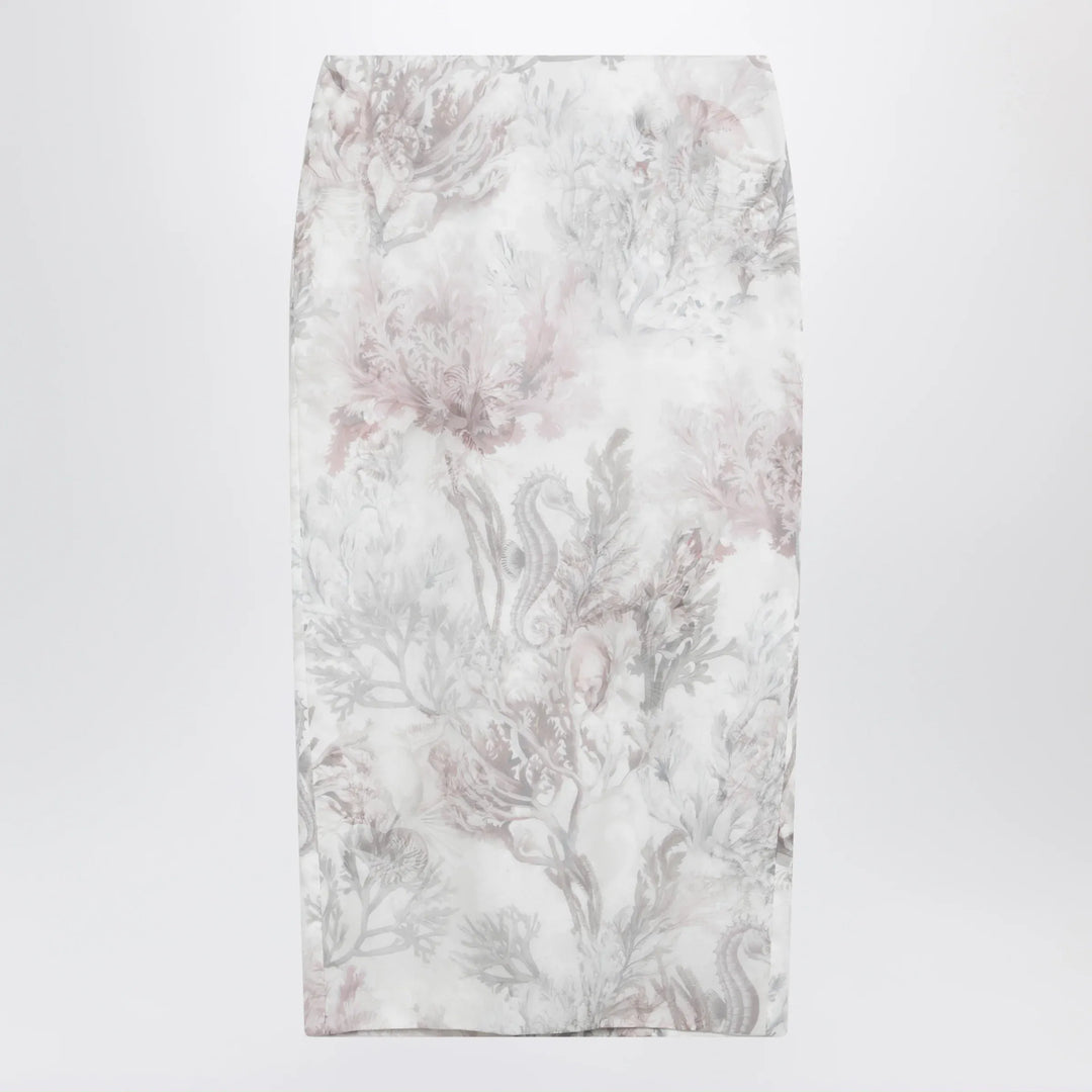 Max Mara - Pencil skirt in printed gabardine and organza Brand Skirts 42  IT