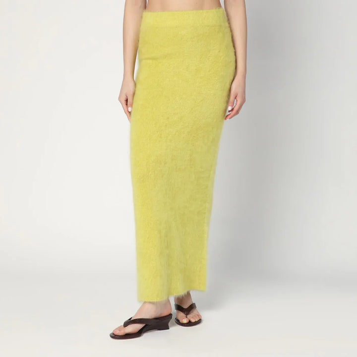 Soft Goat - Long Lime-coloured brushed cashmere skirt Brand Skirts M