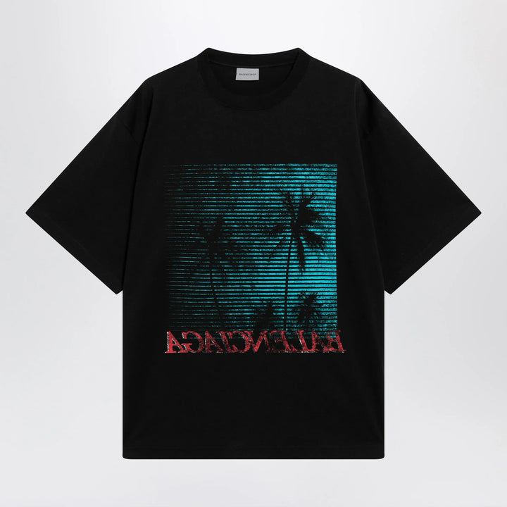 Balenciaga - Holiday graphic print cotton T-shirt in black Brand T-Shirt
