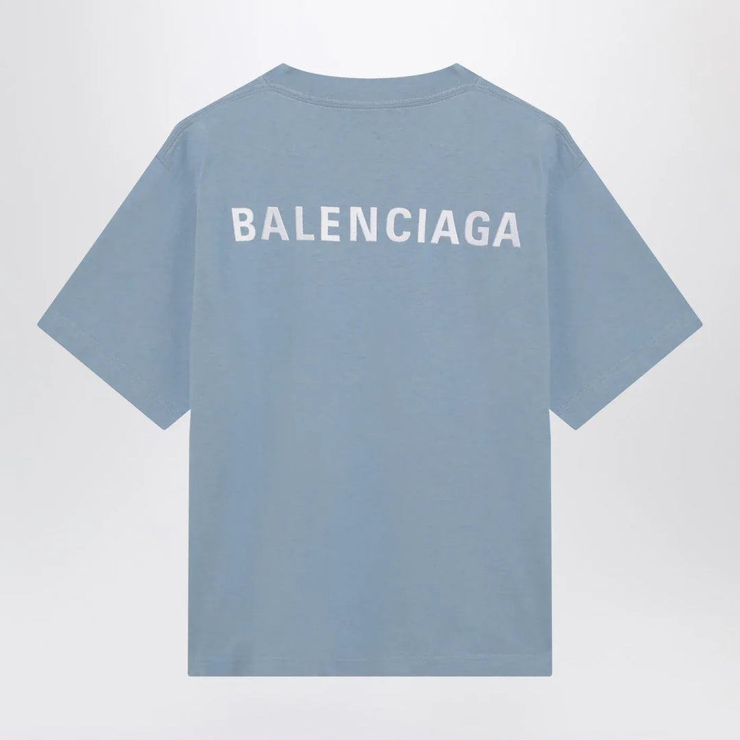 Balenciaga - Light blue Balenciaga Back Medium Fit T-shirt Brand T-Shirt