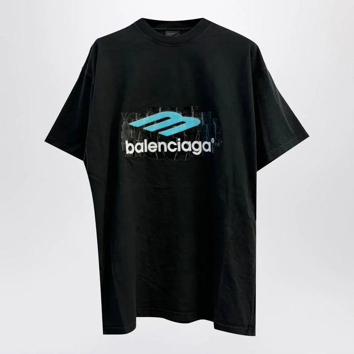 Balenciaga - Oversized washed black 3B T-shirt Brand T-Shirt