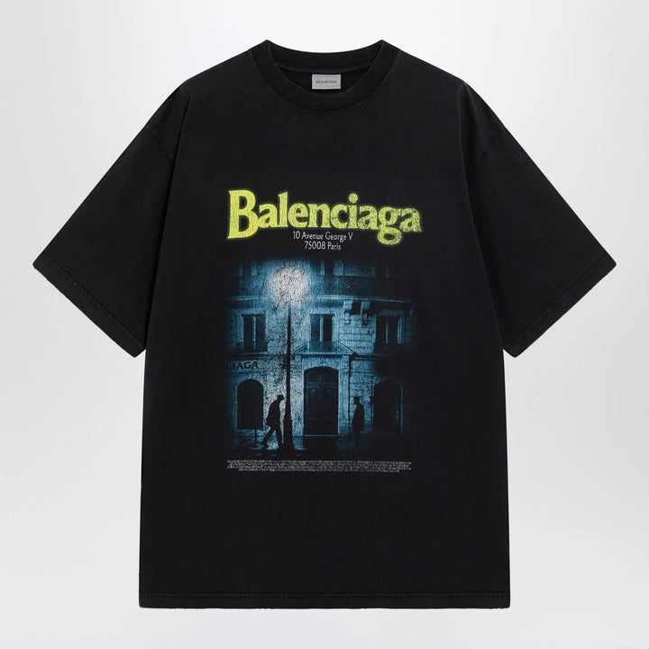 Balenciaga - The Address men’s regular-fit T-shirt in faded black cotton Brand T-Shirt M