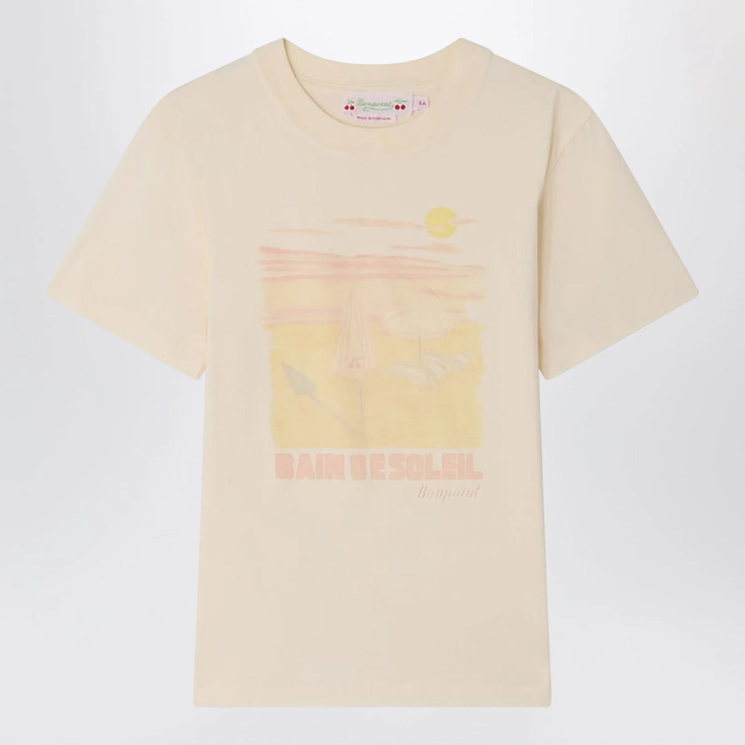 Bonpoint - Thida écru T-shirt with Bain de Soleil print Brand T-Shirt 10Y