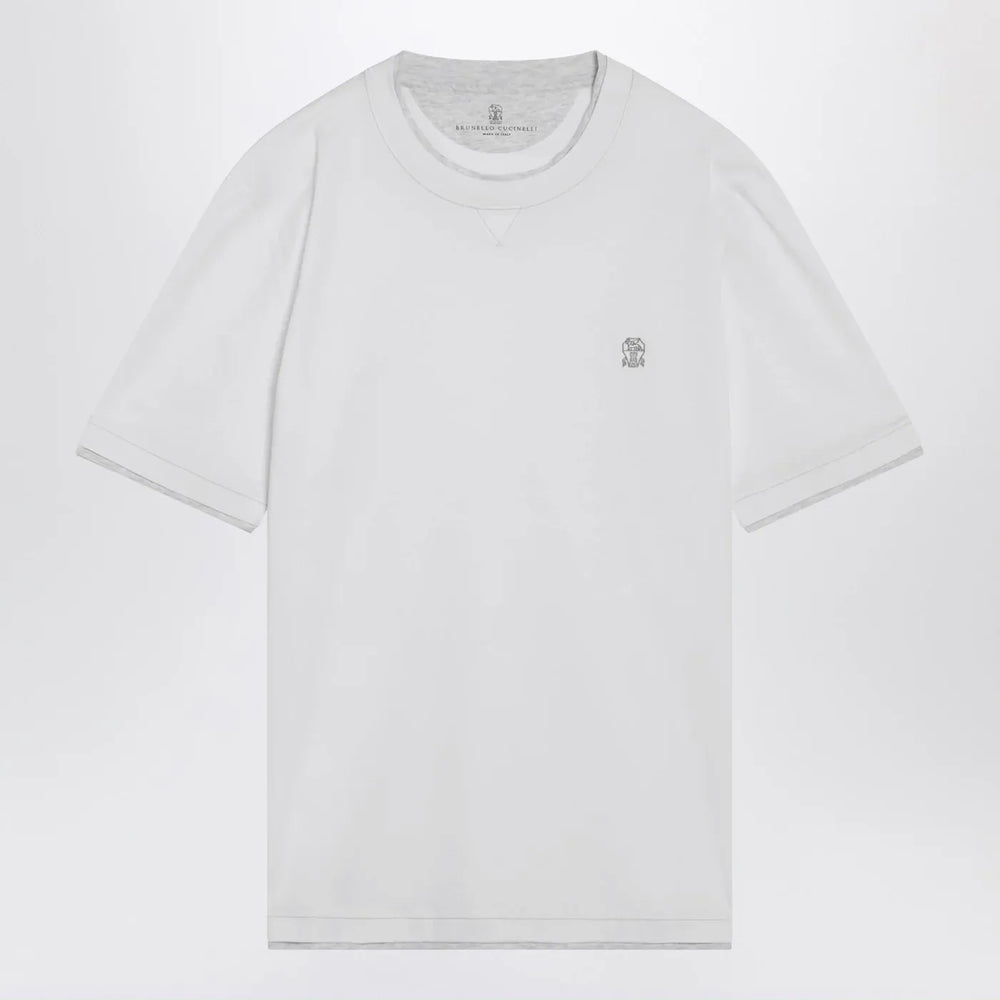 Brunello Cucinelli - White T-shirt with faux layering effect Brand T-Shirt XXL