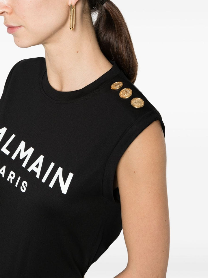 Balmain Topwear Balmain Cotton Top Balmain Black Cotton Top Brand