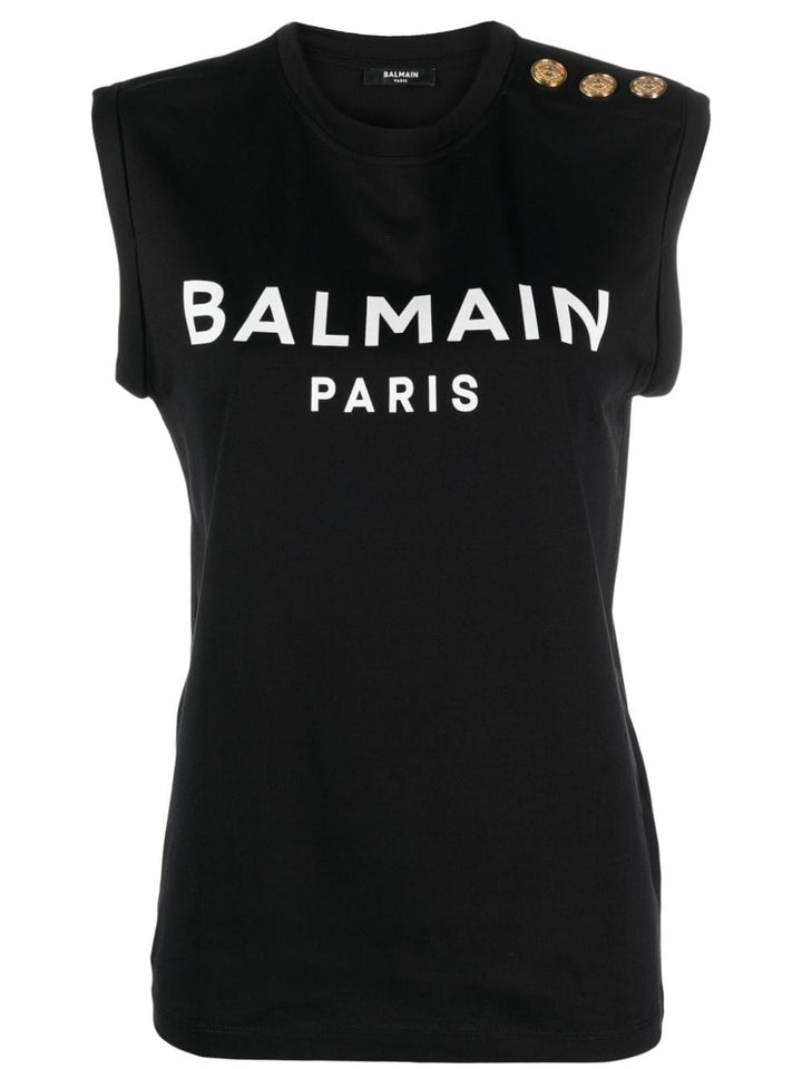 Balmain Topwear Balmain Cotton Top Balmain Black Cotton Top Brand