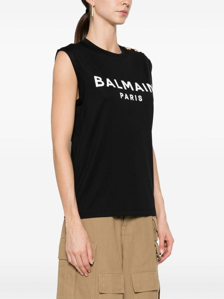 Balmain Topwear Balmain Cotton Top Balmain Black Cotton Top Brand