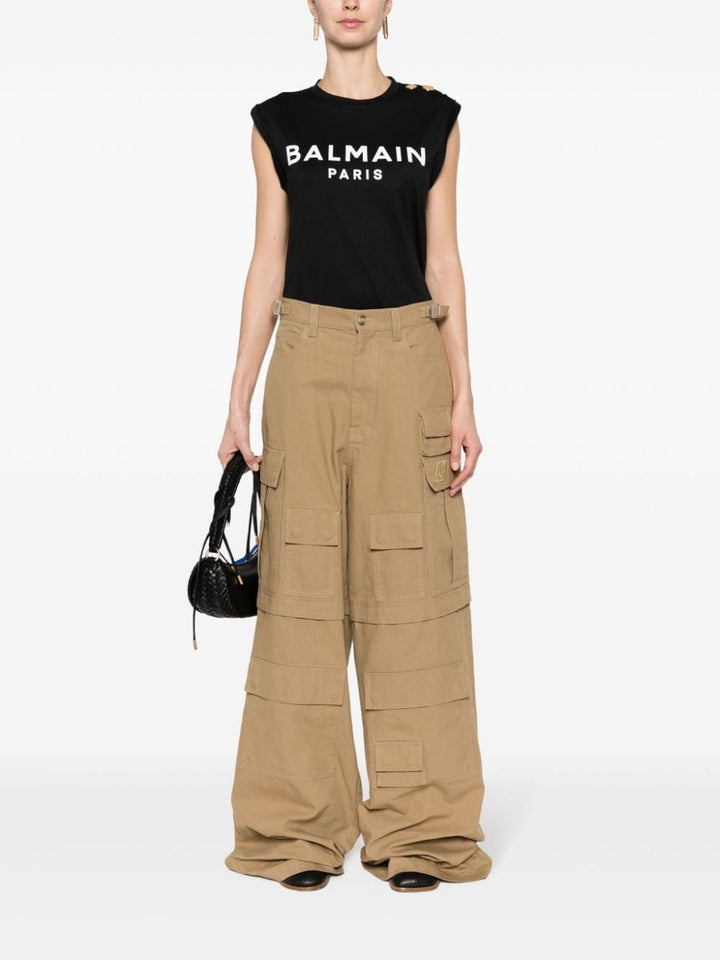 Balmain Topwear Balmain Cotton Top Balmain Black Cotton Top Brand