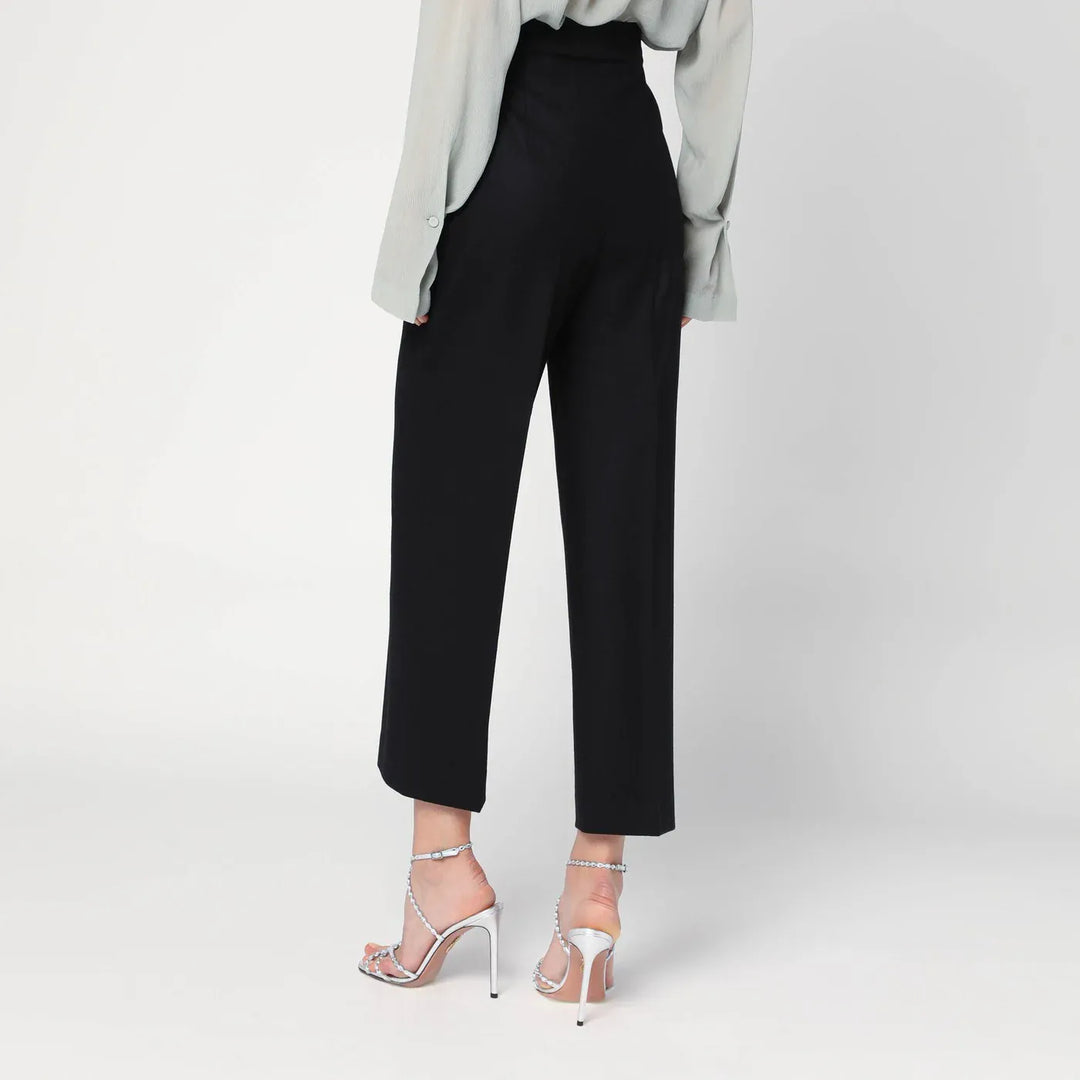 Alberta Ferretti - Black wool-blend trousers Brand Trousers 40  IT