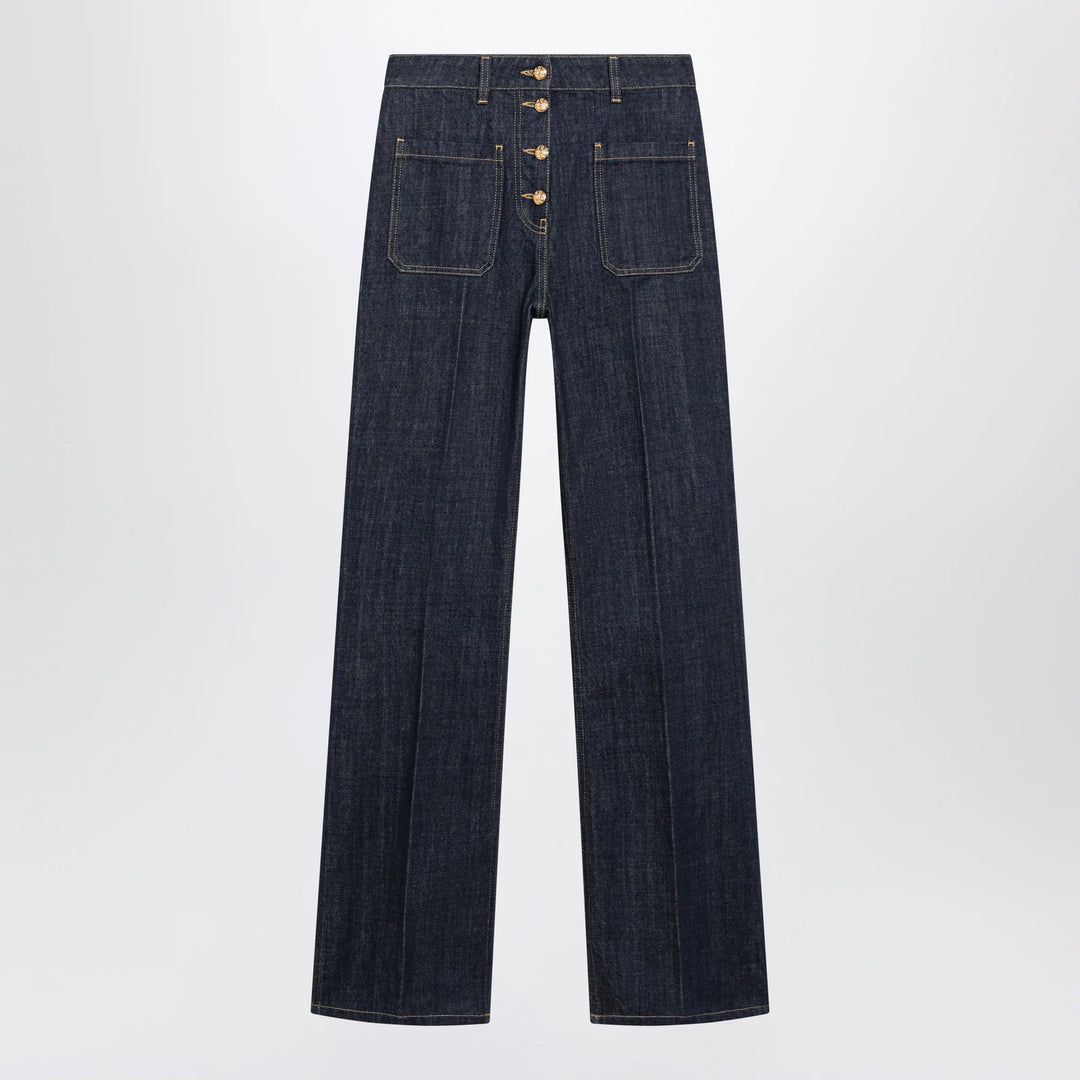 Valentino - Cotton denim pants with logo buttons, medium blue Brand 26