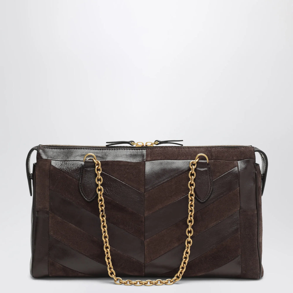 Valentino Garavani - Medium Panthea shoulder bag in suede and nappa leather with Chevron pattern Brand U