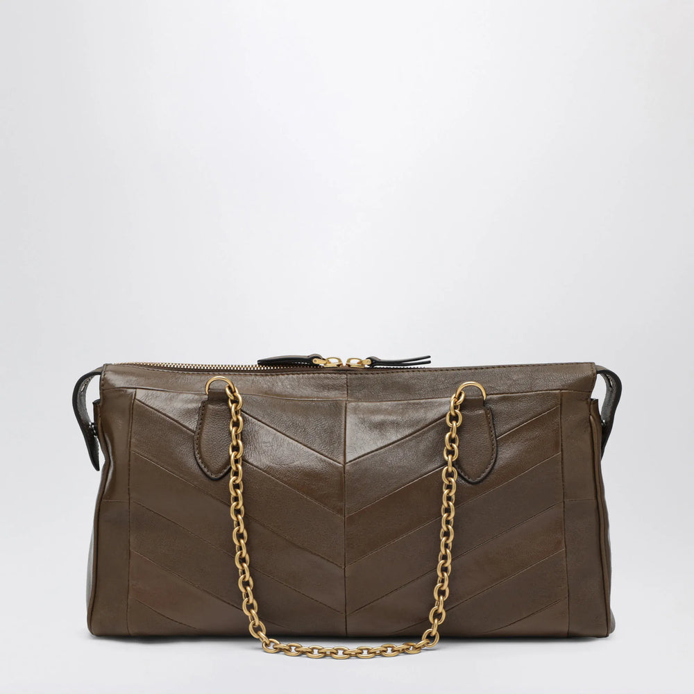 Valentino Garavani - Panthea bag in tundra-colored nappa leather with chevron pattern Brand U
