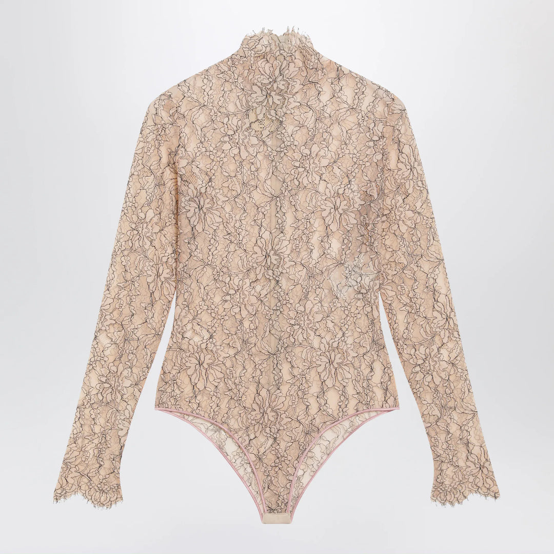 Valentino - Nude rebrodé lace bodysuit Brand M