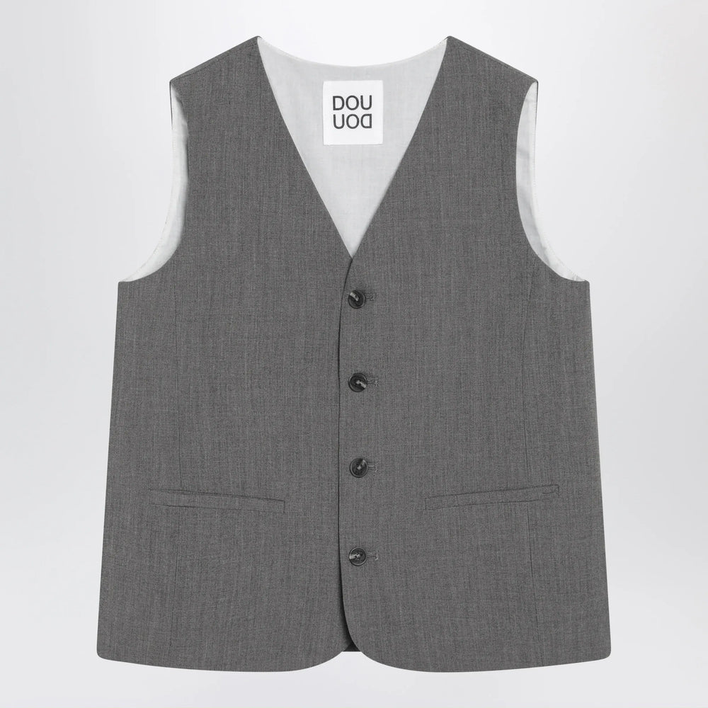 Douuod - Grey single-breasted vest Brand Vests 8