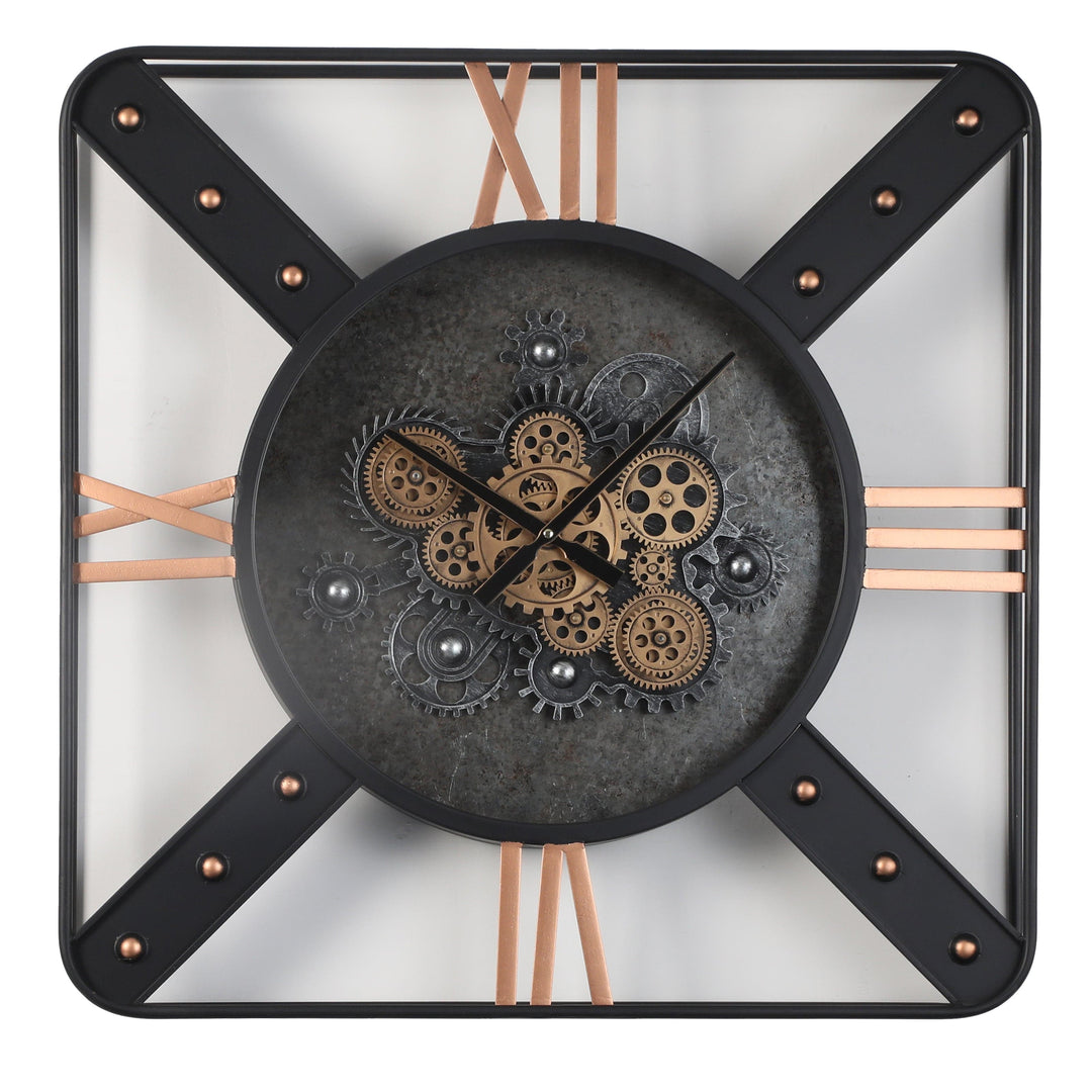 Chilli Wall Clock Anonymous Square Moving Cogs Wall Clock - Black w/Gold Anonymous Square Moving Cogs Wall Clock - Black w/Gold  Brand