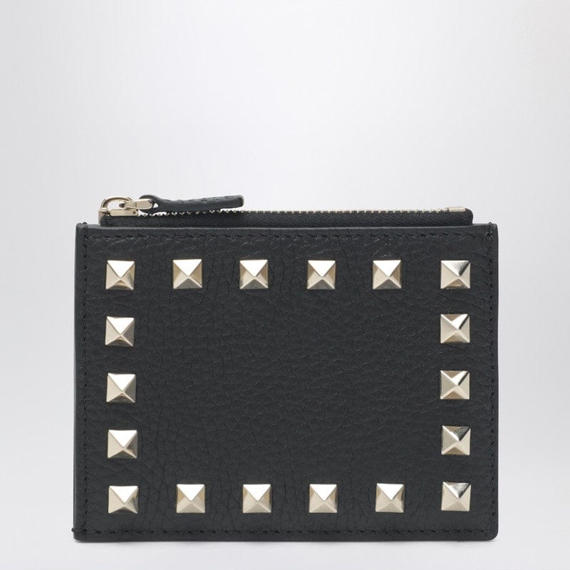 Wallets & Money Clips Valentino - Black leather Rockstud zip card holder - One size Brand