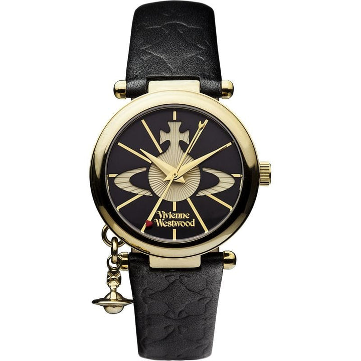 Vivienne Westwood Watch Vivienne Westwood Orb II Watch Black Gold Set With Leather Strap Vivienne Westwood I Designer Watches For Women I Black Gold with Leather Strap Brand