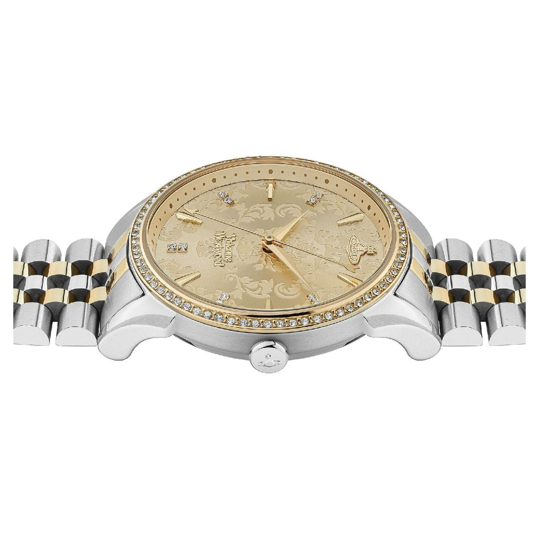 Vivienne Westwood Watch Vivienne Westwood The Wallace Watch Gold & Silver Dial With Swarovski Vivienne Westwood Designer I Watches For Women I Wallace Gold with Swarovski Brand